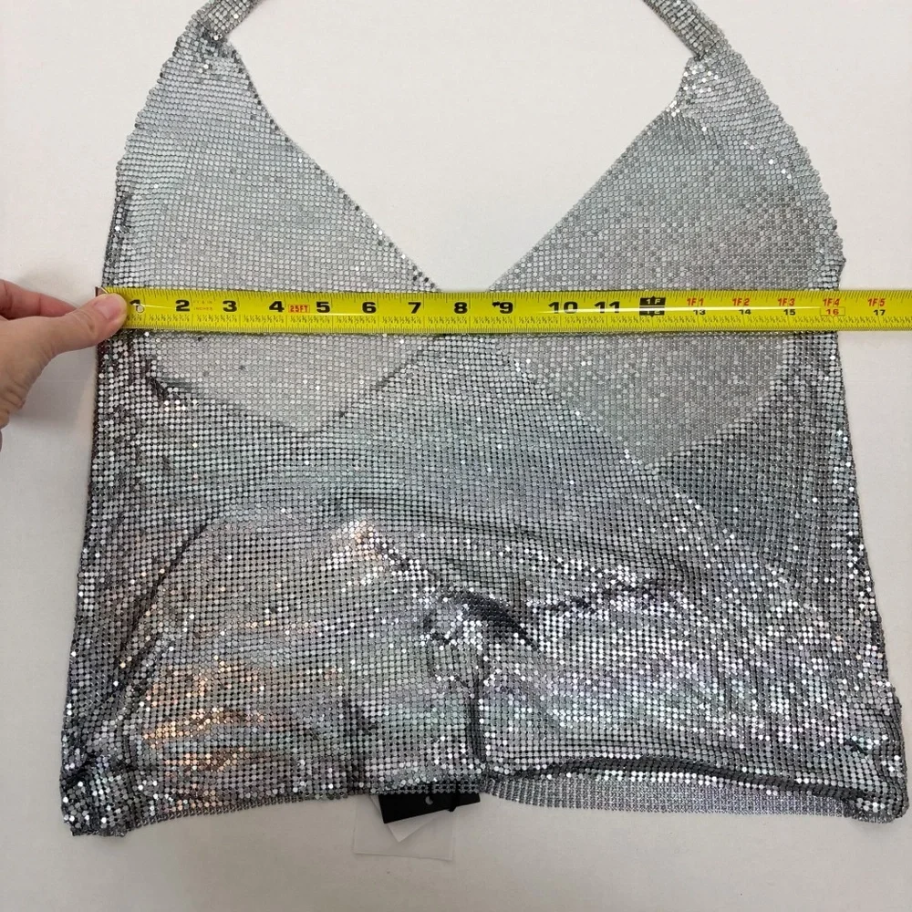 NBD Kimmy Halter Top in Silver Size S